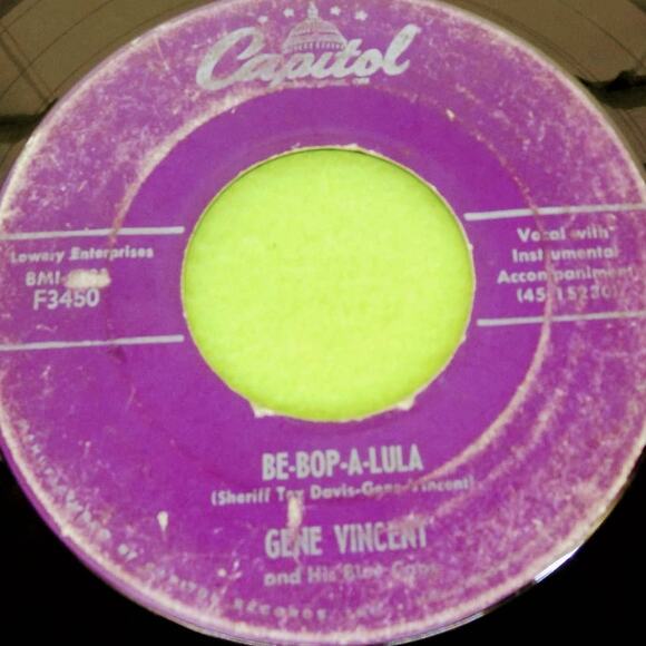 Gene‎ Vincent - Be-Bop-A-Lula - Woman Love - Capitol F3450 45rpm Vinyl Record 7" - Picture 1 of 6